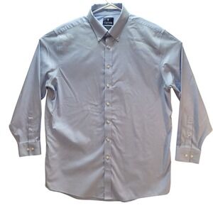 Stafford Dress Shirt Men's Sz 17.5 ‎ Long Sleeve Button Up Oxford Non Iron Blue